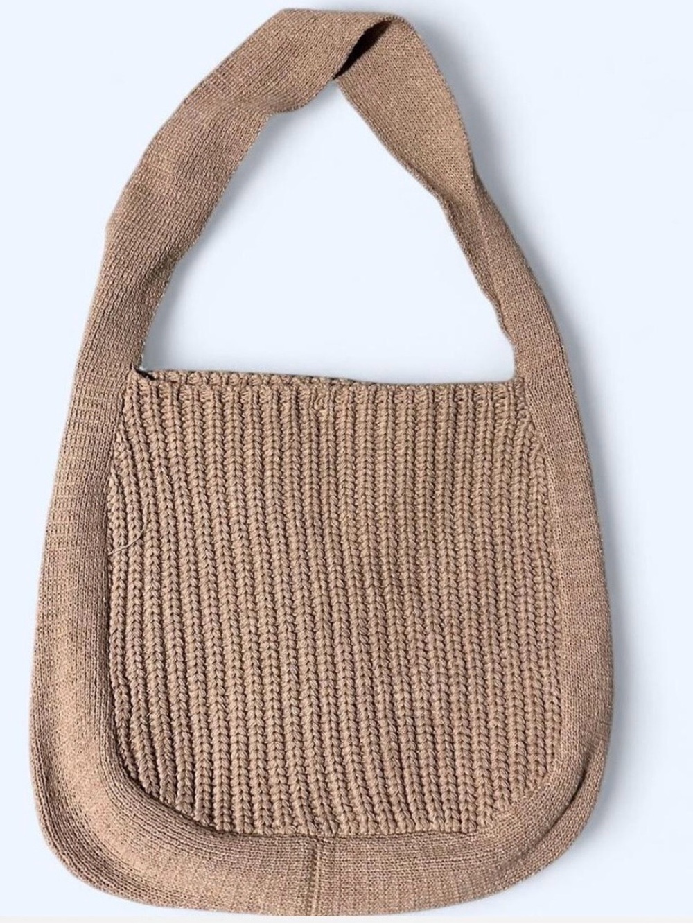 Beige Crochet Shoulder Bag | Knit Tote | Neutral Everyday Bag